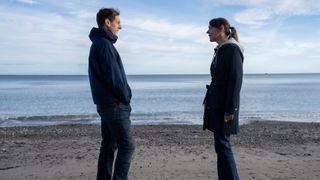SURANNE JONES as Becca and ANDREW KNOTT as Jim.