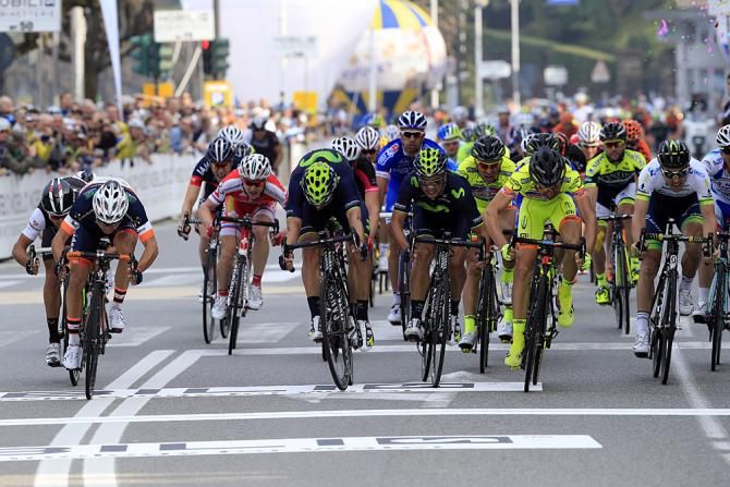 The mad dash to the line in the GP Nobili