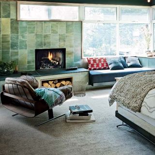 bedroom with fireplace