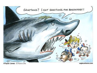 Political cartoon Russia Putin sanctions