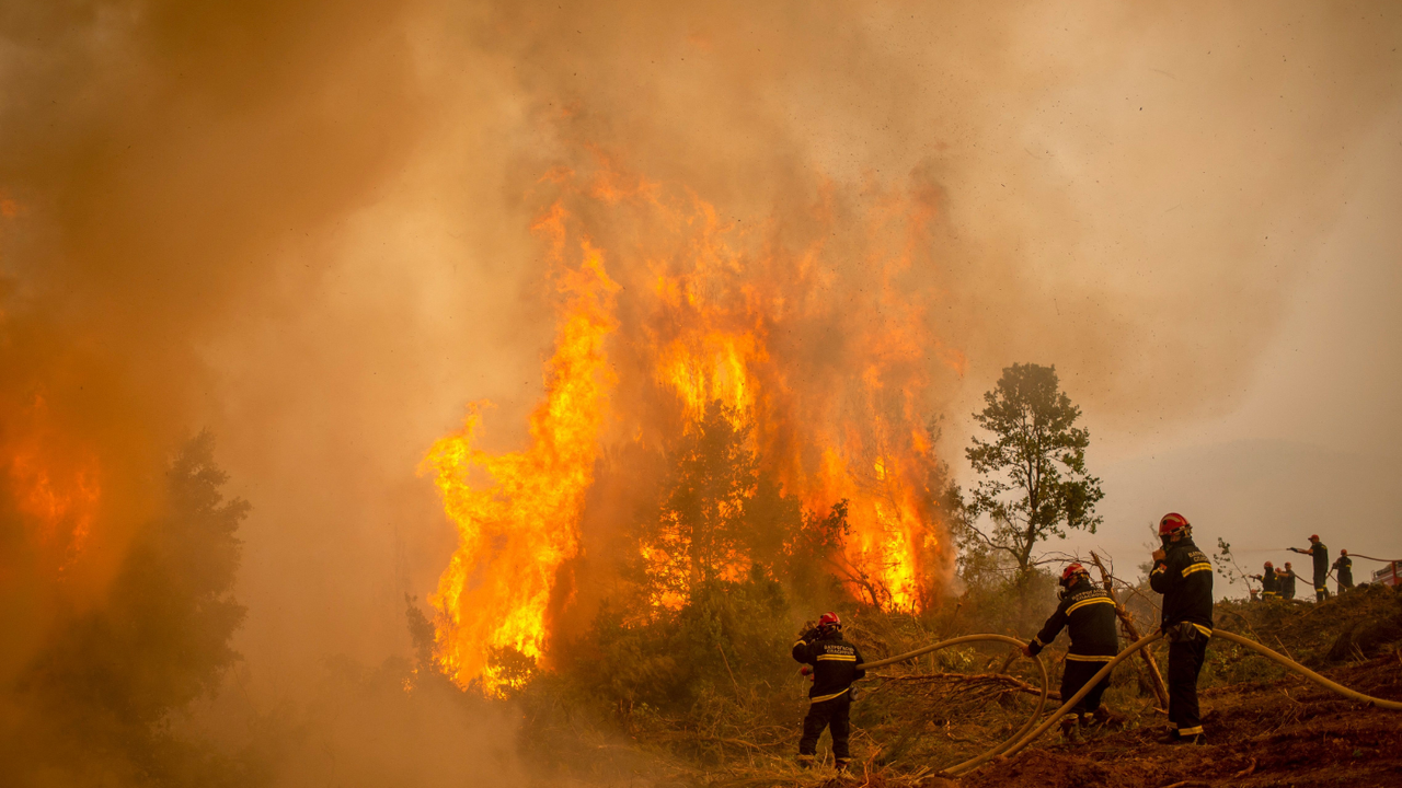 Firefighters battle wildfires in Greece