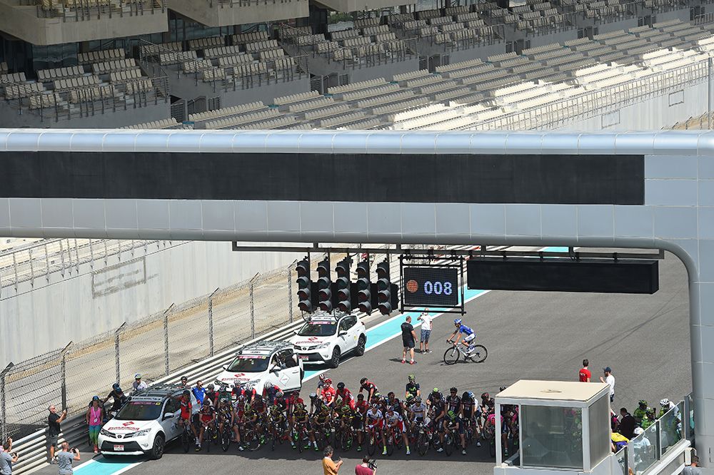 On the start line for stage 2 of the Abu Dhabi Tour