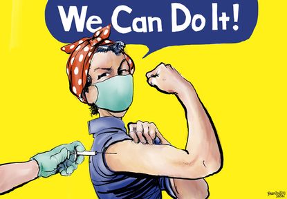 Editorial Cartoon U.S. we can do it covid vaccine