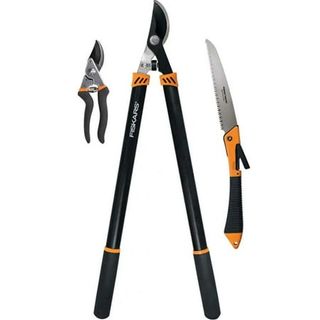 Fiskars Garden Tool Set Hand Pruner & Lopper With Steel Blades