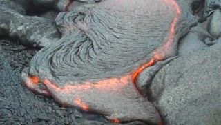 'Pele's braids' seen in the lava on Hawaii's Kilauea volcano.