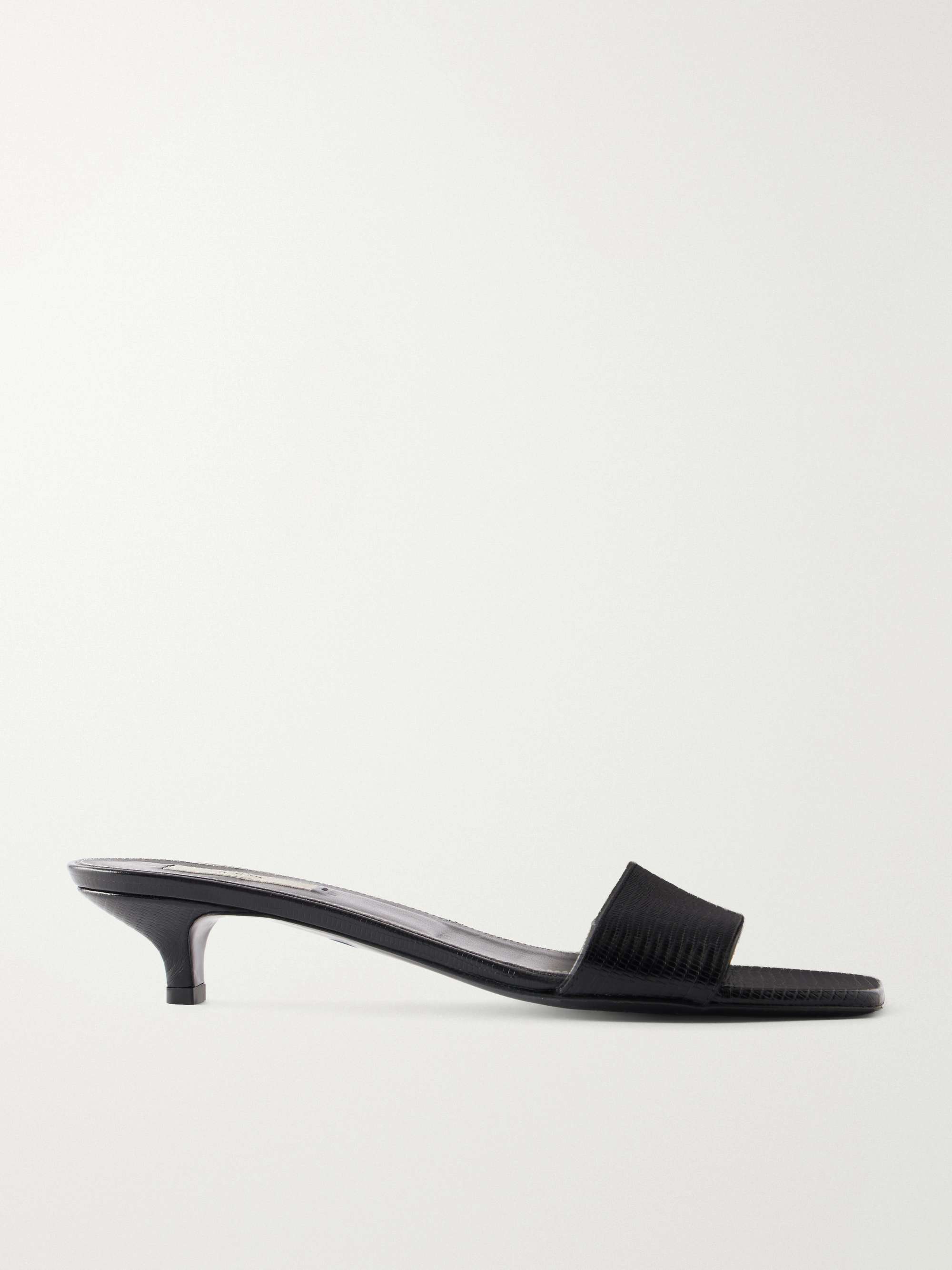 Lizard-Effect Leather Sandals