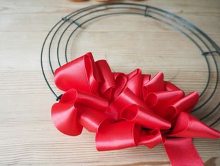 how to make a Christmas ribbon wreath, step 4