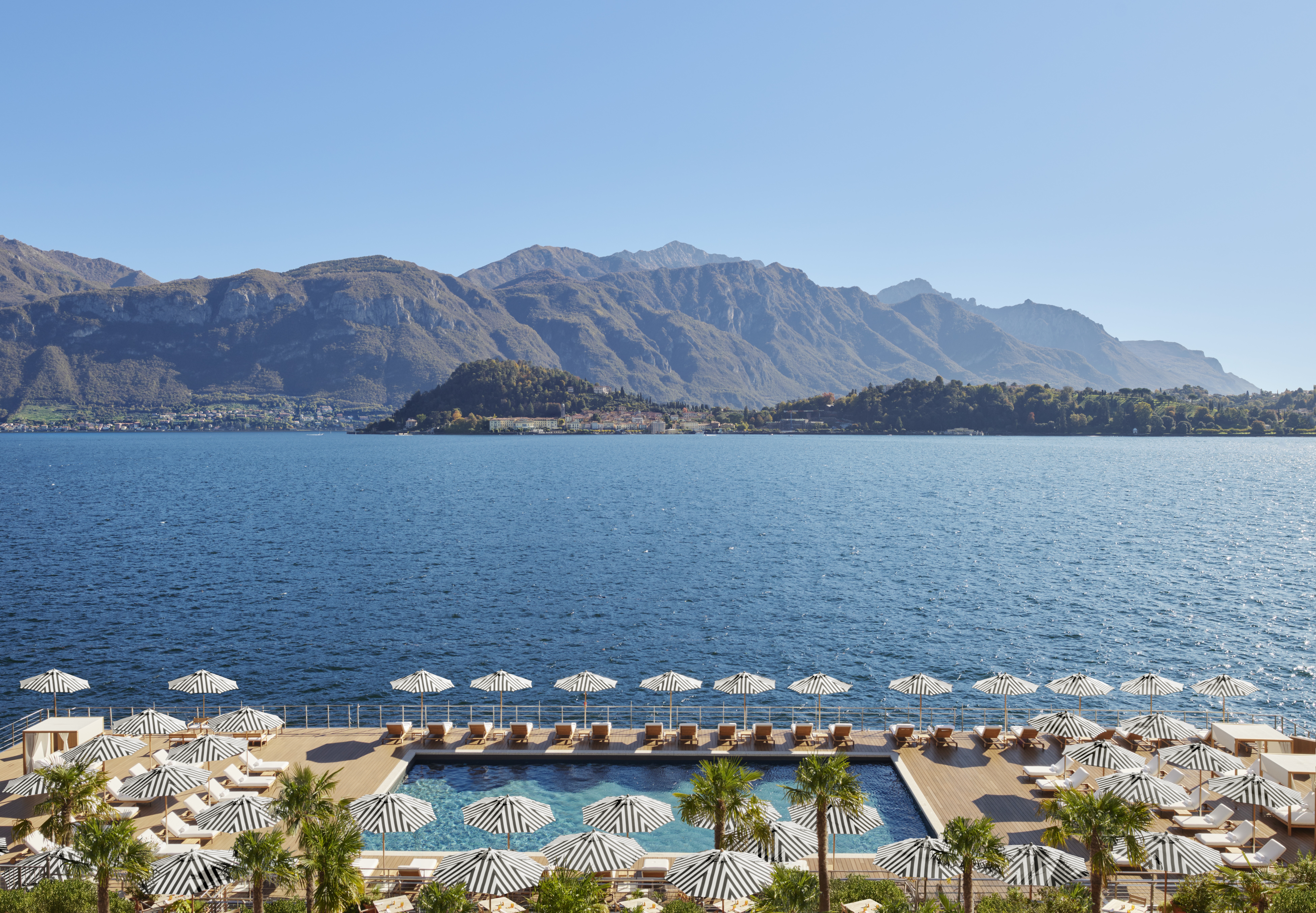 The view of Lake Como and the pool at Lake Como Edition