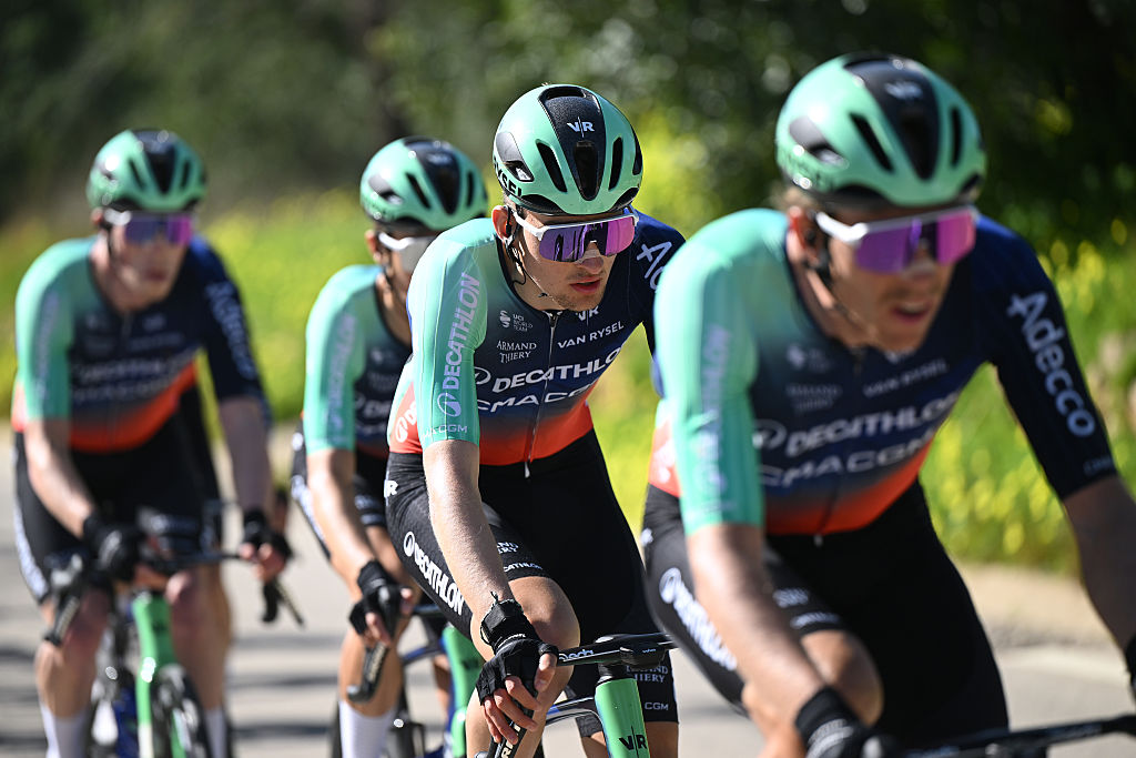 FOIA, PORTUGAL - FEBRUARY 19: Paul Seixas of France and Team Decathlon CMA CGM competes during the 52nd Volta ao Algarve em Bicicleta 2026, Stage 2 a 183.5km stage from Portimao to Foia (Monchique) 882m on February 19, 2026 in Foia, Portugal. (Photo by Dario Belingheri/Getty Images)