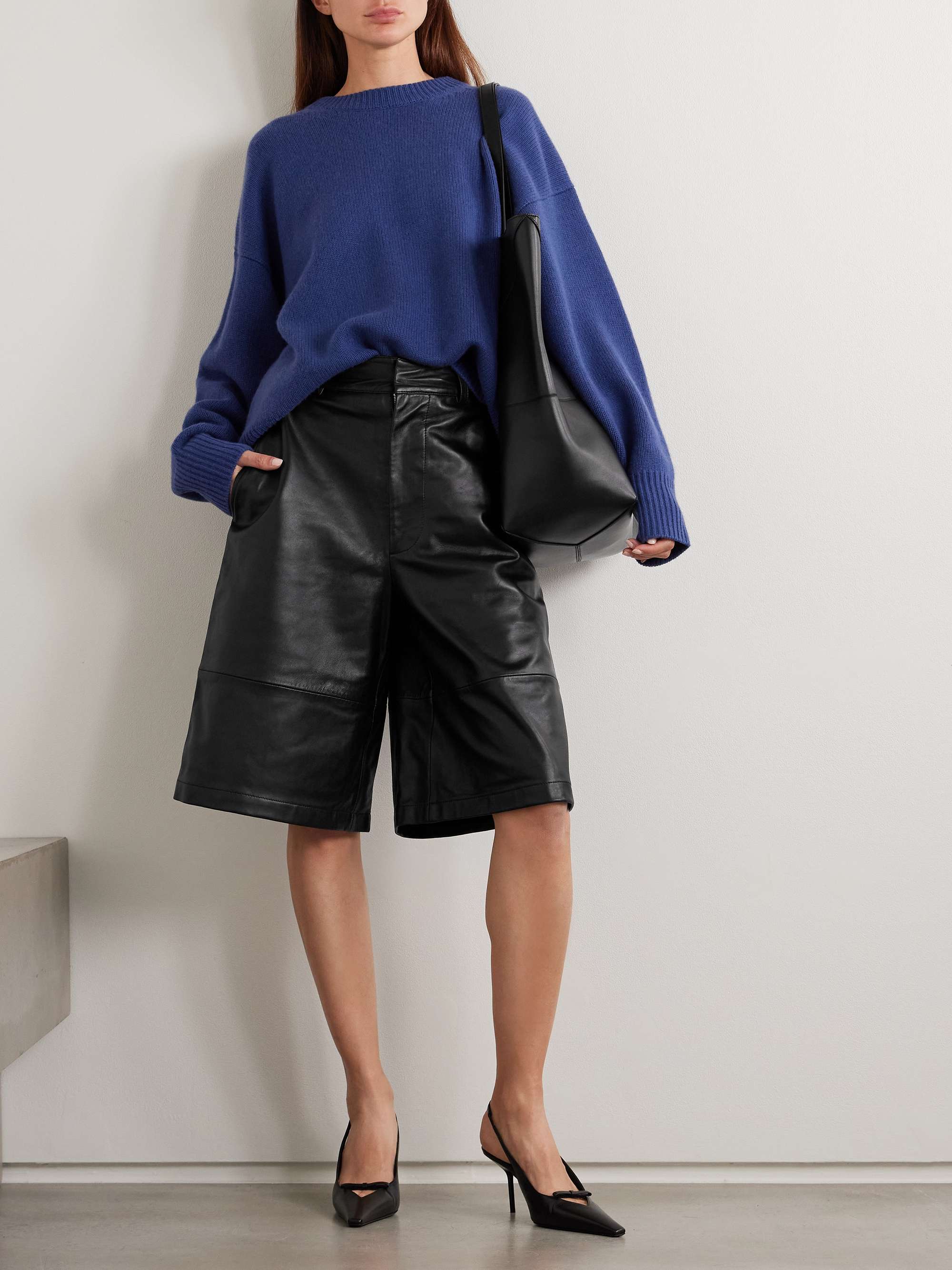 Olivia Paneled Leather Shorts