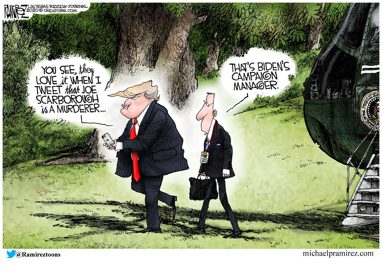 Political Cartoon U.S. Trump Joe Scarborough twitter Biden campaign&amp;amp;nbsp;