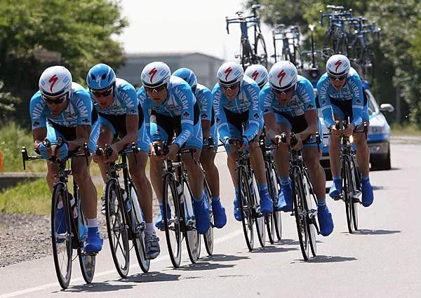 Milram on the way to a mid-field finish; respectable for a team with no TT specialists.