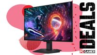 Samgun Odyssey G50SF gaming monitor on a pink deals background