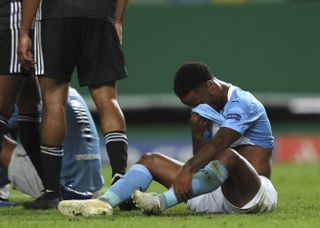 Raheem Sterling reacts at full-time
