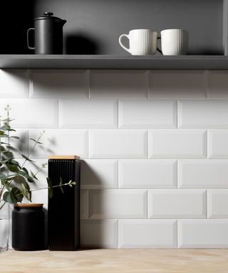 White metro tiles in kitchen