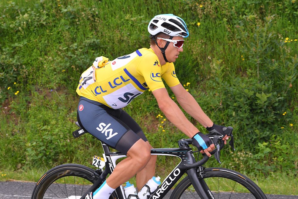 Michal Kwiatkowski (Team Sky) in the yellow jersey at Criterium du Dauphine