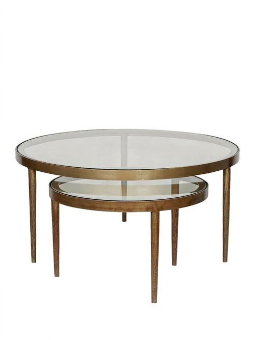 Jiya Duo Coffee Table, Brass