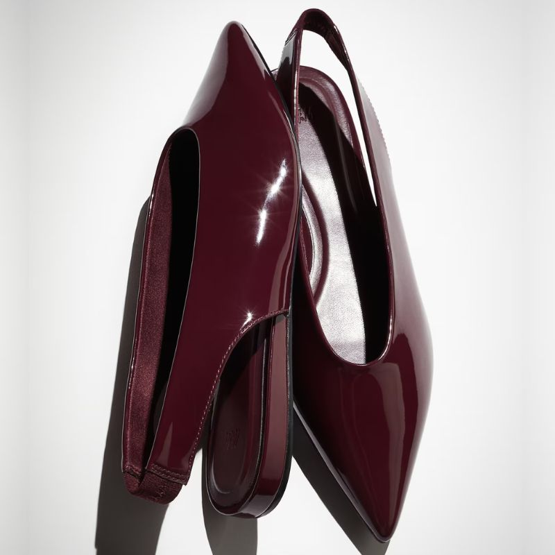 burgundy slingback flat pumps