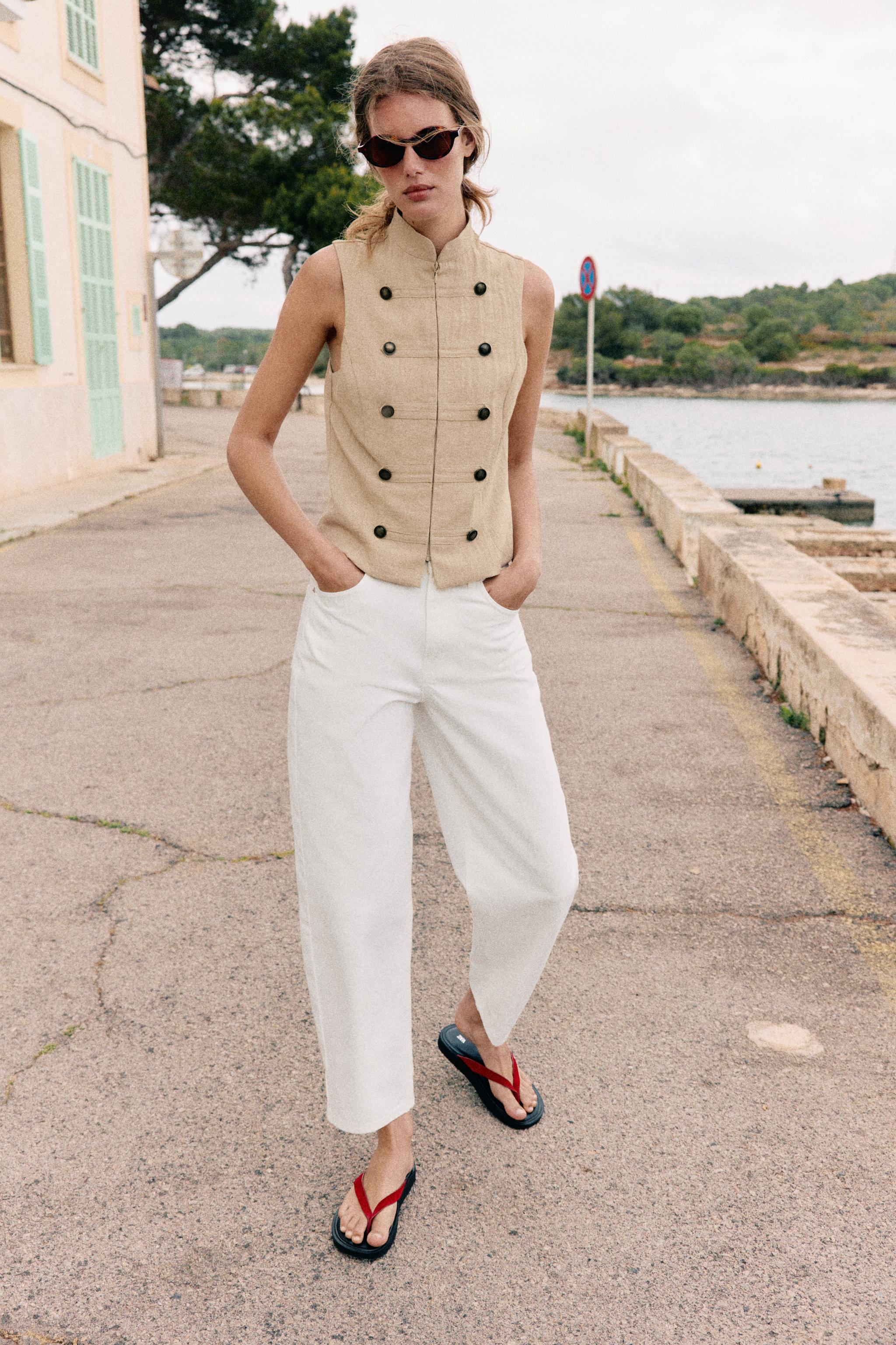 Z1975 Mid-Waist Barrel Jeans With Pressed Crease