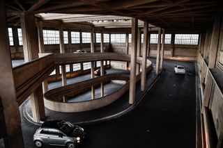 Fiat 500s take to Lingotto's concrete ramps during an event in 2019