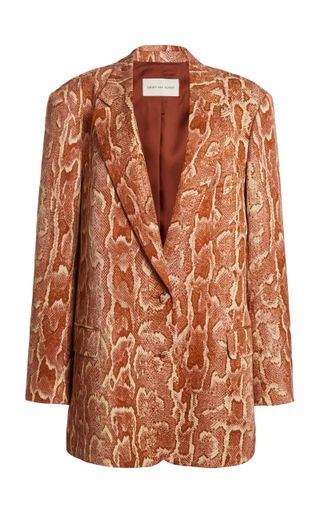 Basti Snake-Printed Cotton-Jacquard Blazer