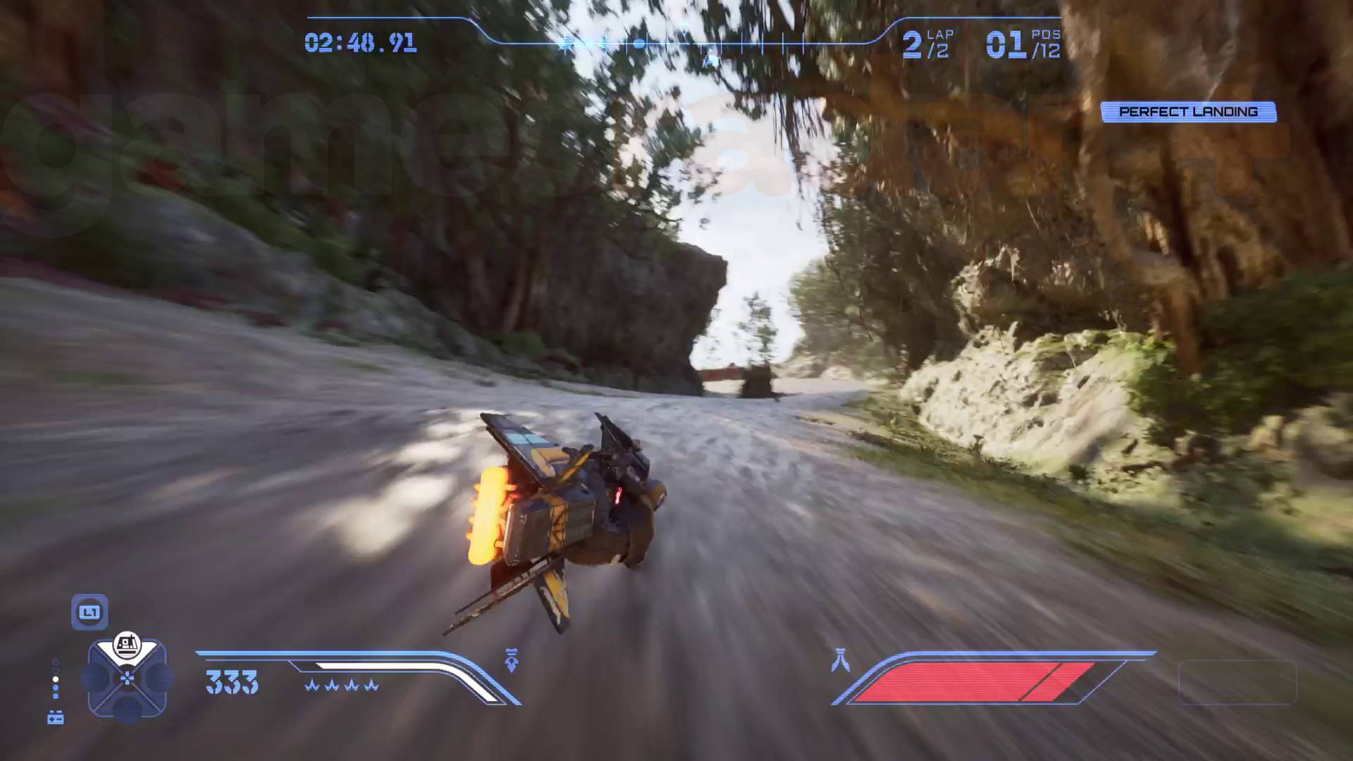 Star Wars Galactic Racer Speeder Bike banking sharply on Lantaana