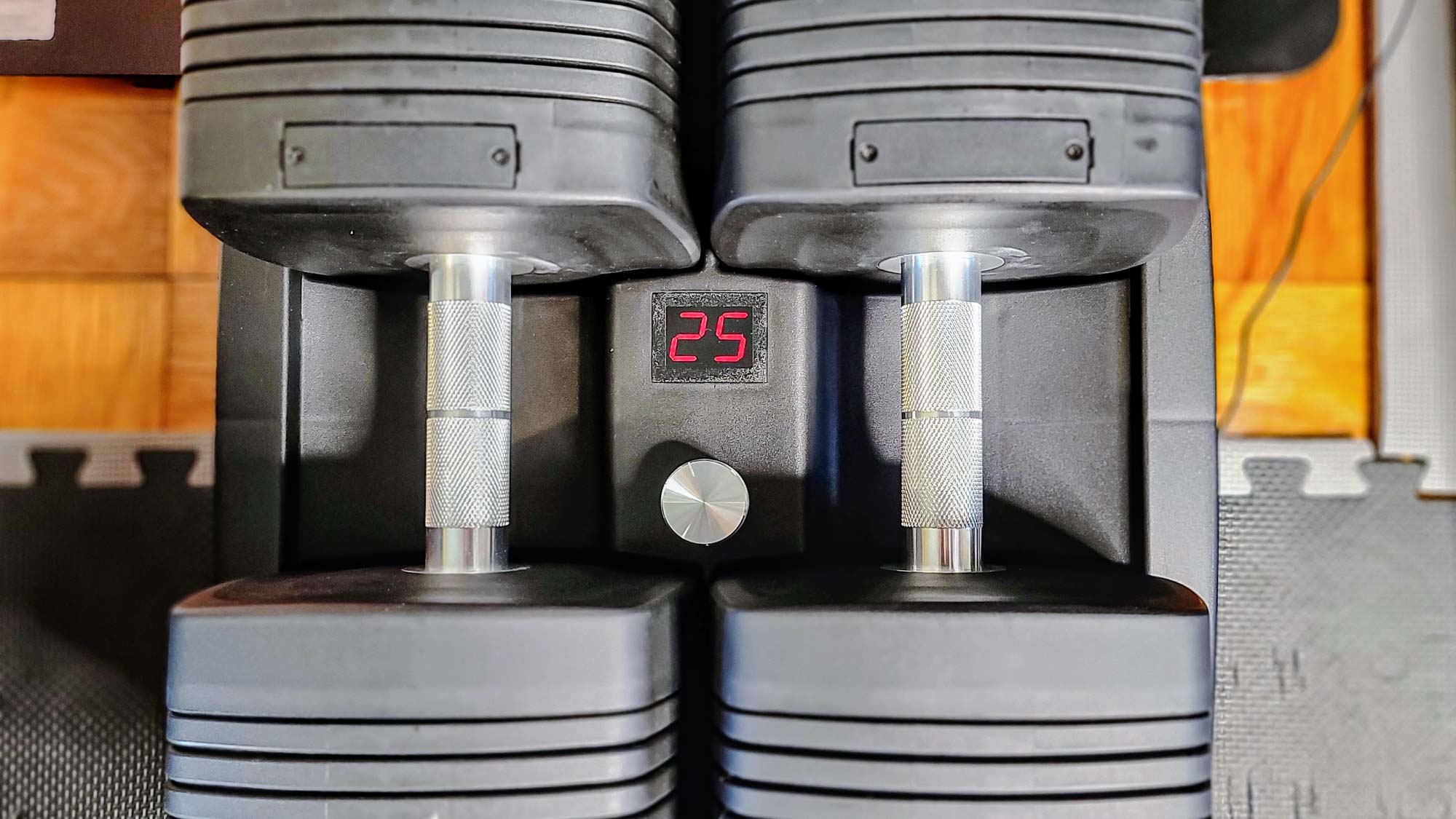 NordicTrack iSelect Voice-Controlled Dumbbells in stand