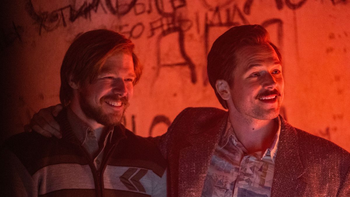 Nikita Efremov and Taron Egerton in Tetris