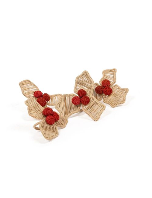 Christmas Holly Napkin Rings (Set of 4)