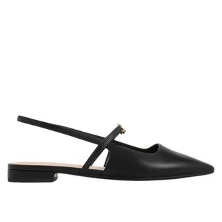 Charles & Keith Metallic-Accent Pointed-Toe Slingback Flats