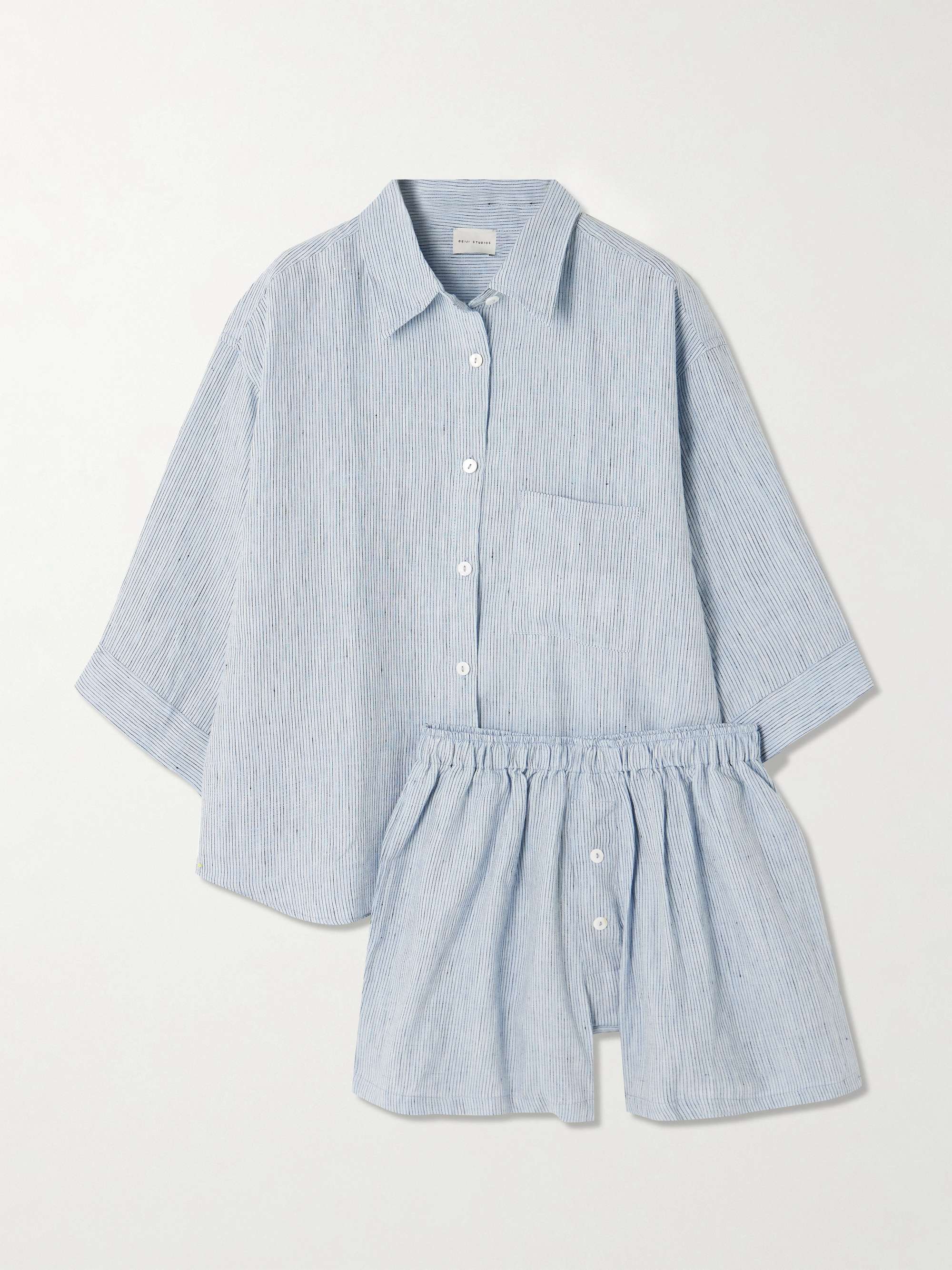 The 03 Striped Washed-Linen Shirt and Shorts Set