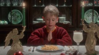 Kevin eating the mac and cheese in Home Alone.