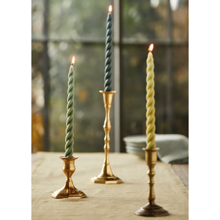 twisted taper candles in different green shades