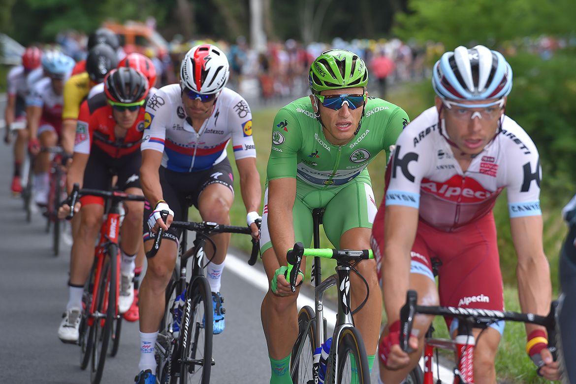 Tony Martin, Marcel Kittel and Zdenek Stybar in the Tour de France peloton