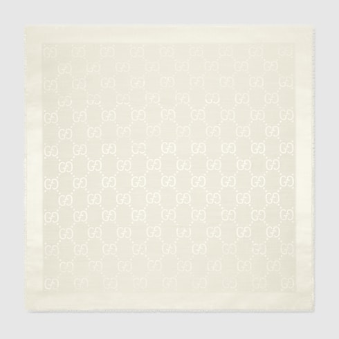 Gg Jacquard Silk Wool Shawl