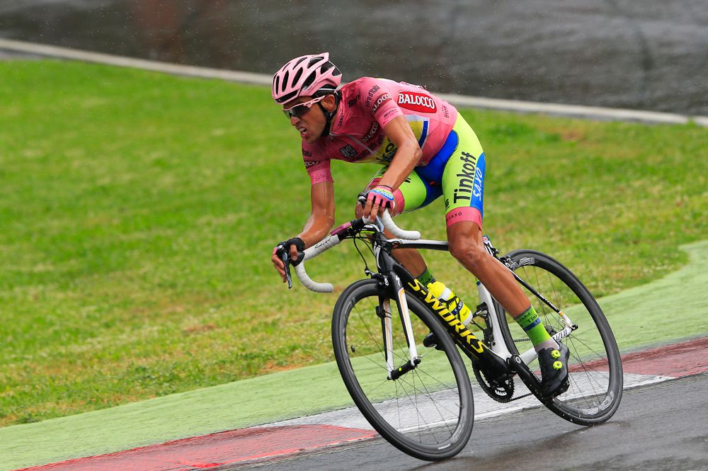 Alberta Contador rides during stage 11.