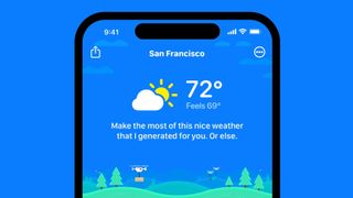 carrot weather app with blue backgrounds