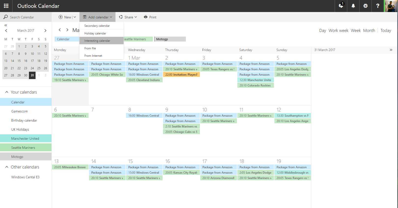 How to track MLB and other sports fixtures with your Outlook calendar ...
