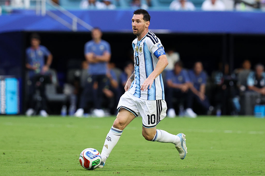 Lionel Messi #10 of Argentina controls the ball during the FIFA World Cup 2026