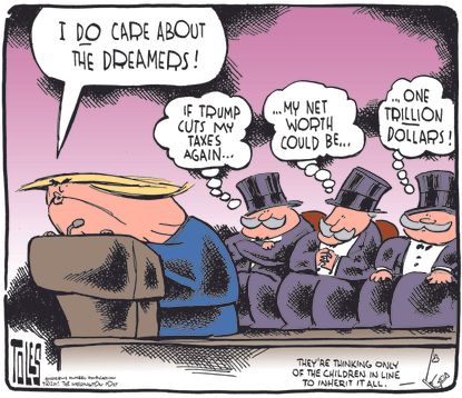 Political cartoon U.S. Trump DACA tax reform