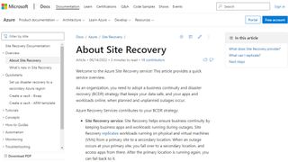 Microsoft Azure Site Recovery website screenshot (April 2023)