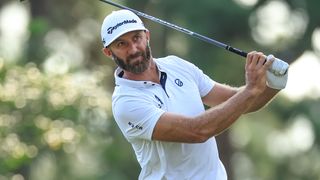 Dustin Johnson takes a shot during the US Open