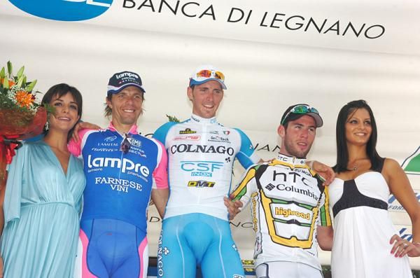 2010 Coppa Bernocchi podium (l-r): Danilo Hondo (Lampre - Farnese Vini), Manuel Belletti (Colnago - CSF Inox), Mark Cavendish (HTC - Columbia)