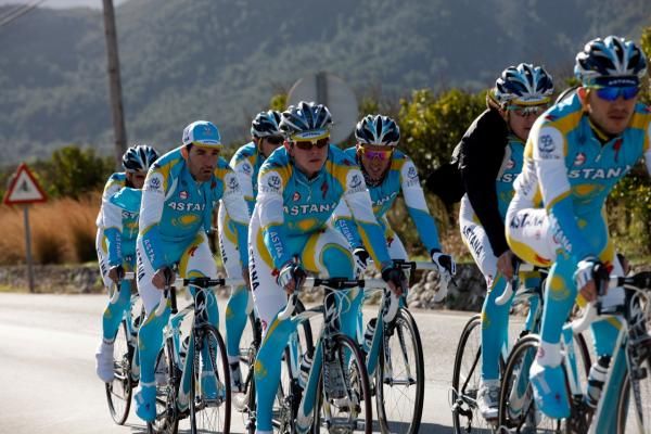 Contador trains with his Astana squad near Calpe, Spain.