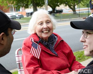 Phyllis Tolkowsky arrived at 8 a.m. on May 19, 2016, to watch Mark and Scott Kelly be honored during the renaming of Kelly Elementary School. She's lived in West Orange, New Jersey, since 1960.
