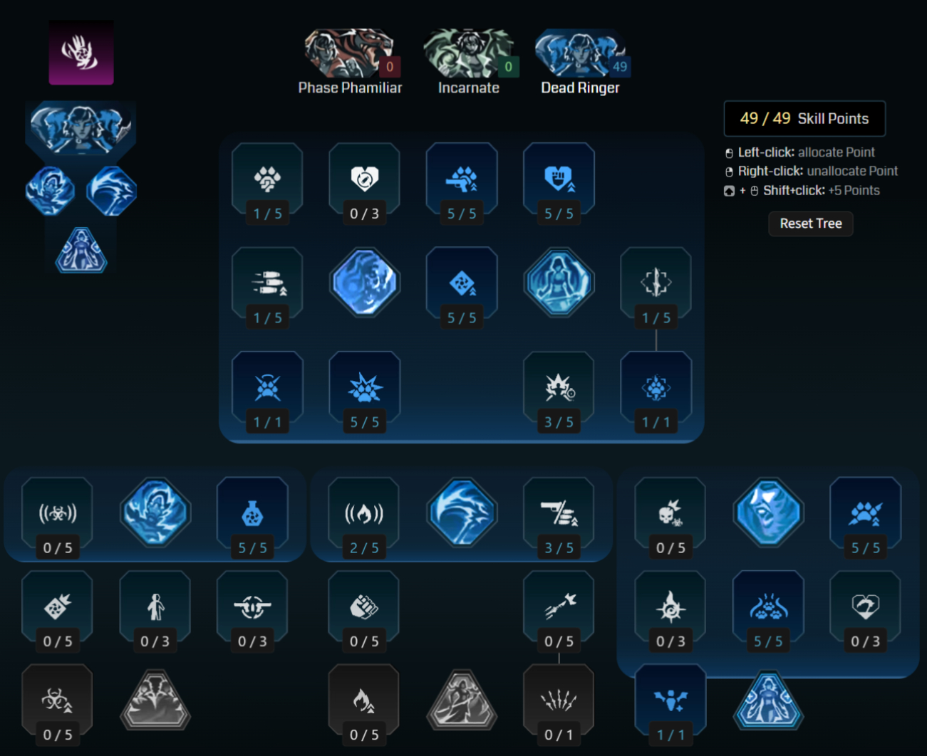 Borderlands 4 Vex builds: A screenshot of Vex&#039;s The Fourth Seal tree for her Minion Mayhem build from Maxroll&#039;s builder.