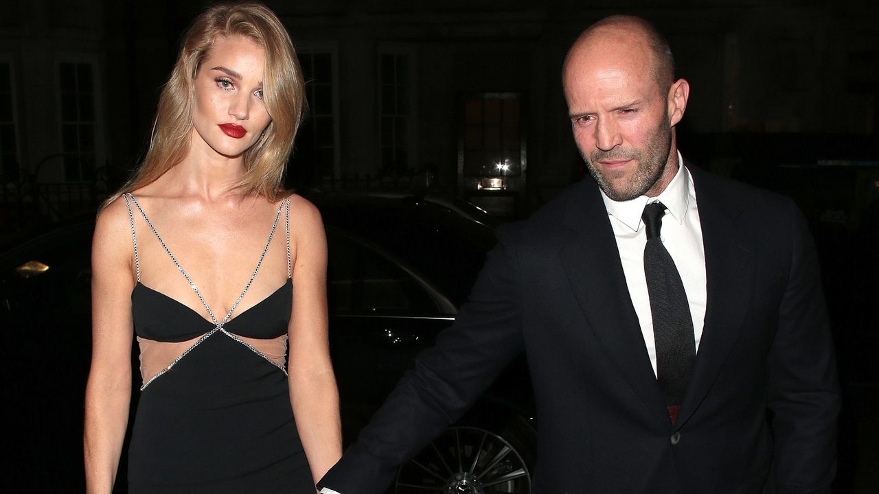 Rosie Huntington-Whiteley and Jason Statham seen attending Harper&#039;s Bazaar Women of the Year Awards at Claridge&#039;s on October 29, 2019 in London, England