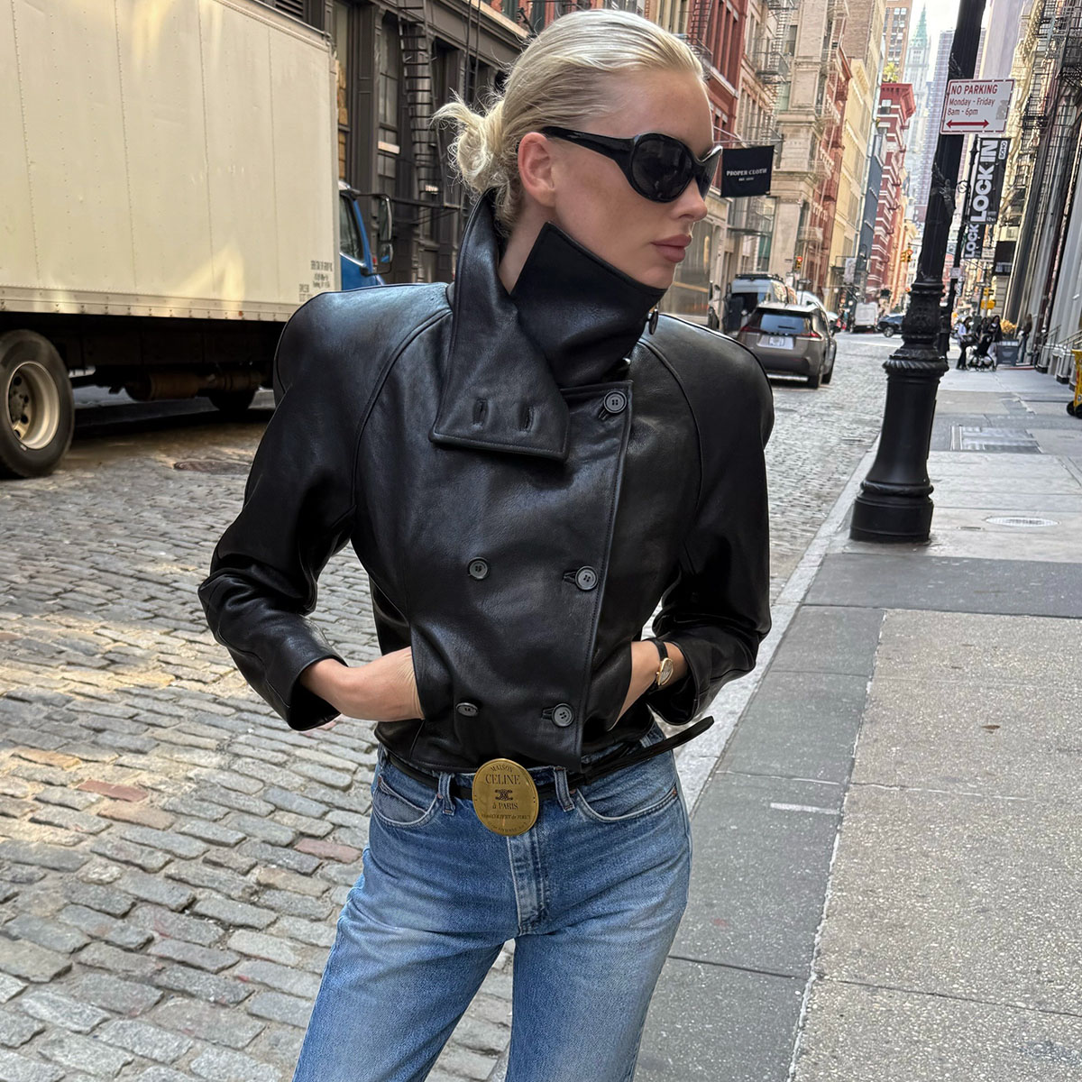 Woman in jeans and a Dior belt