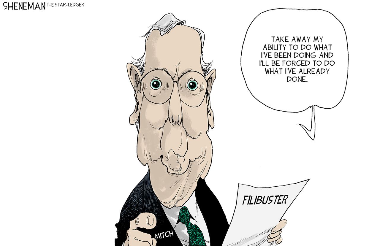 Political Cartoon U.S. mcconnell senate filibuster