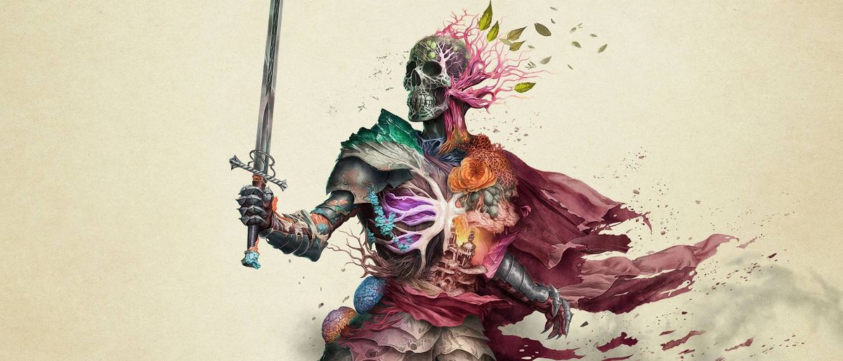 Avowed key art showing a skeleton holding a sword